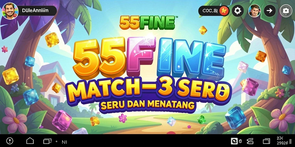 Screenshot gameplay 55FIVE yang menampilkan aksi mencocokkan elemen.