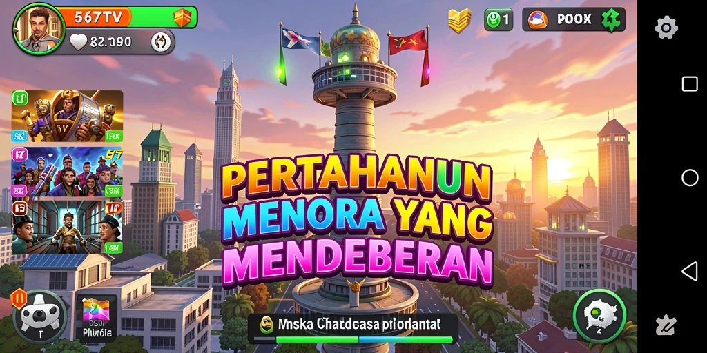 Tampilan gameplay mendebarkan dari 567TV dalam pertahanan menara.