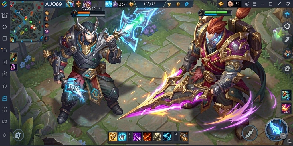 Gambaran gameplay MOBA AJO89 yang penuh aksi dan strategi.