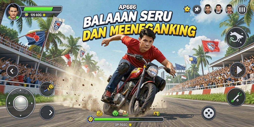 Tampilan gameplay seru dan mendebarkan di balapan AP686.