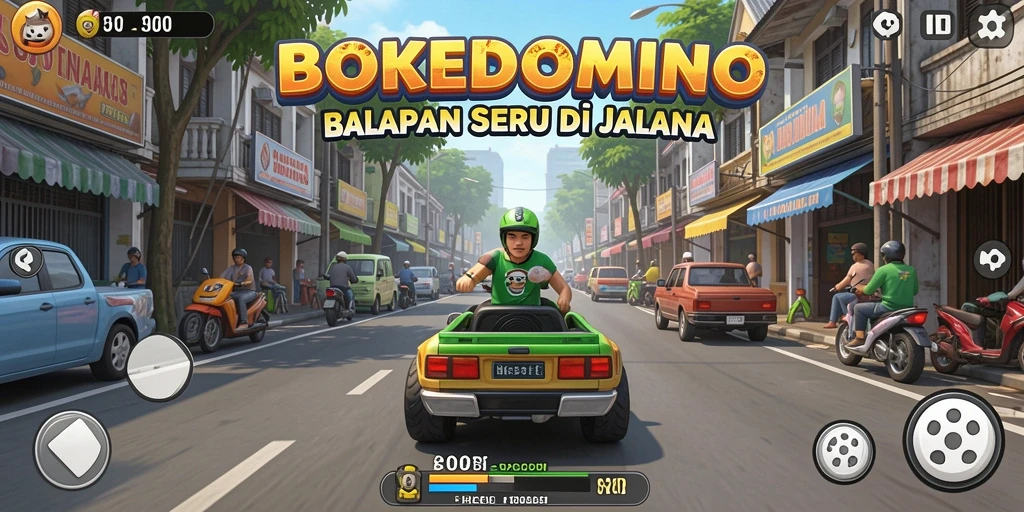 Tampilan gameplay BOKEDOMINO yang penuh aksi dan seru.