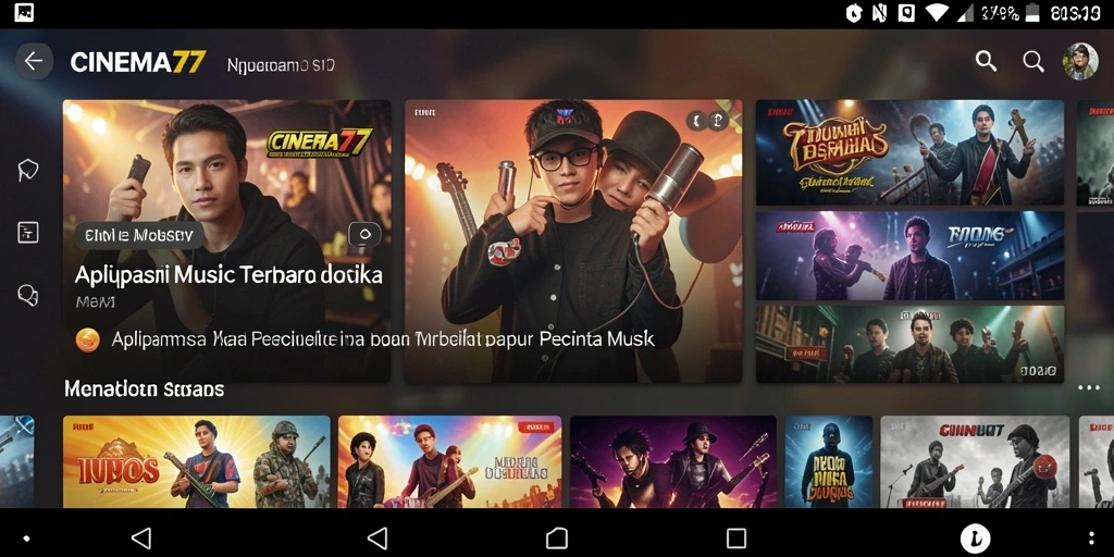 Tampilan CINEMA77 saat pengguna menikmati musik secara interaktif.