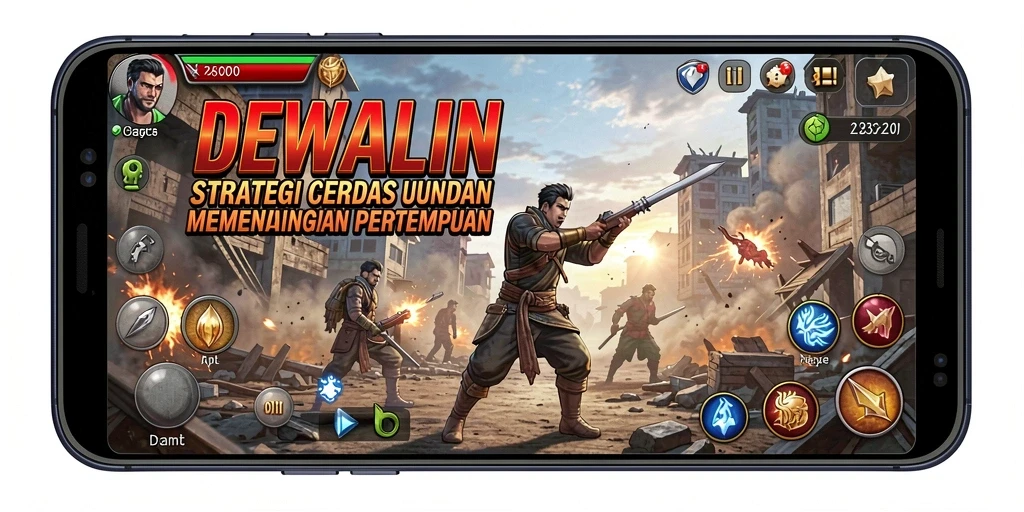 Screenshot gameplay DEWALIN menampilkan pertempuran strategis yang mendebarkan.