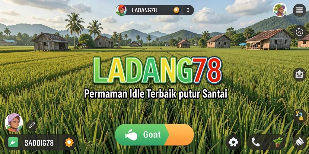 Tampilan gameplay menyenangkan dari LADANG78 dengan ladang yang subur.