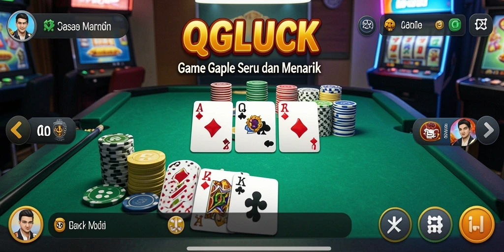Screenshot QGLUCK menunjukkan keseruan bermain Gaple secara online.
