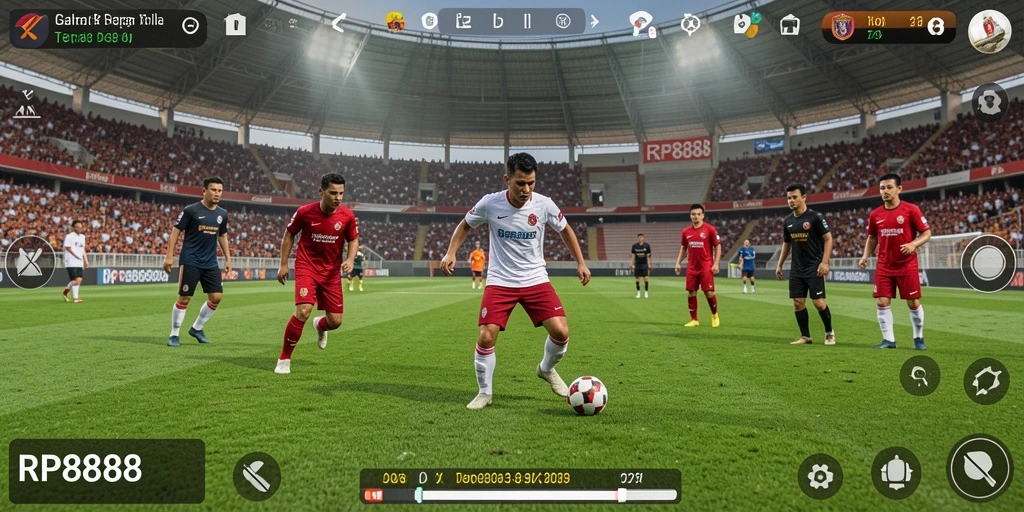 Gameplay intens di RP8888 dengan aksi sepak bola yang nyata.