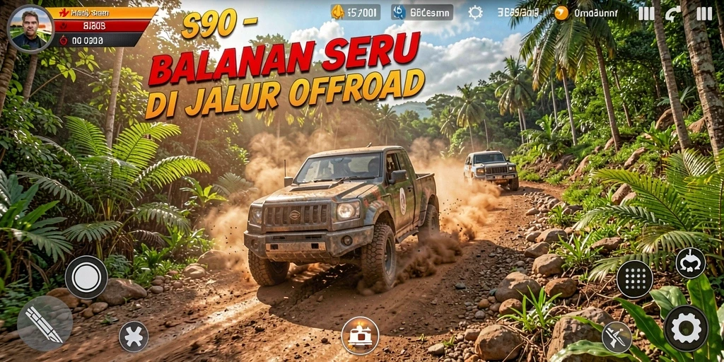 Screenshot gameplay seru S80 dengan lintasan balapan menegangkan.