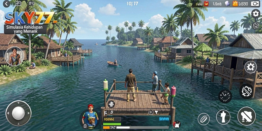 Gameplay menarik di dunia simulasi SKY77 yang dinamis.